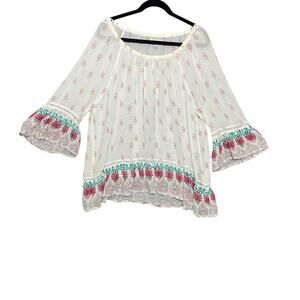 Fever Boho Flare Bell Sleeves Shirt Women’s Size 1X Lightweight Gypsy